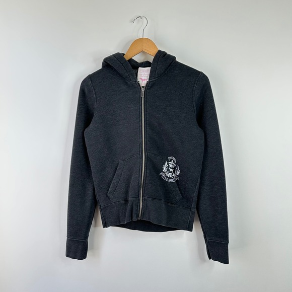 PINK Victoria's Secret Academy Gray Full Zip Hoodie Sweatshirt Womens Small - Picture 1 of 5
